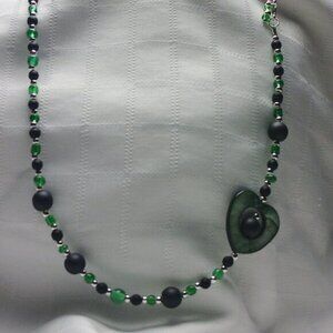 Handmade shell and glass bead necklace